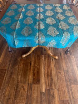 Turquoise and Gold Tablecloth 33•35 inches