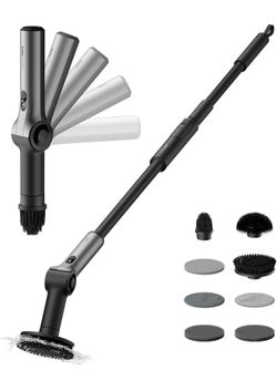 HOTO Flexi™ Cordless Electric Spin Scrubber, Adjustable Angle, Extendable Handle, Smart Display, IPX7 Waterproof, Powerful Cleaning Scrubber with 8 Re