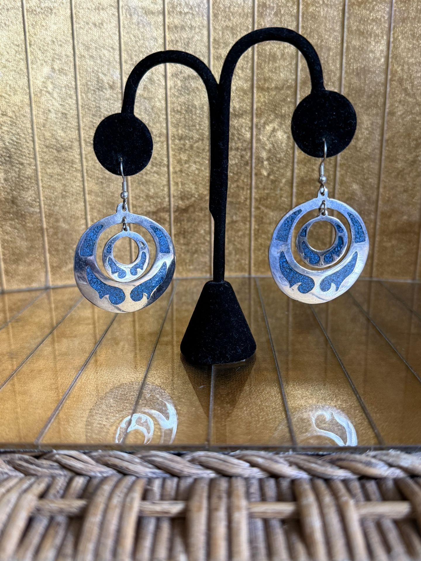 Custom Made Sterling Silver 925 Turquoise Chandelier Earrings