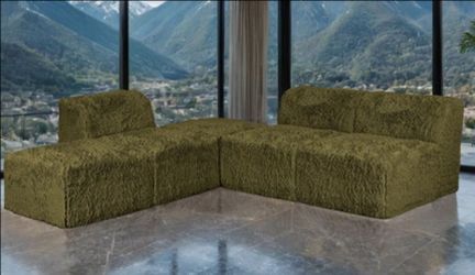 Brand New Olive Green Super Plush Compressed Foam Modular Design Sectional Sofa