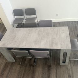 Dinning Set, Gray Extendable Table with 8 Chairs