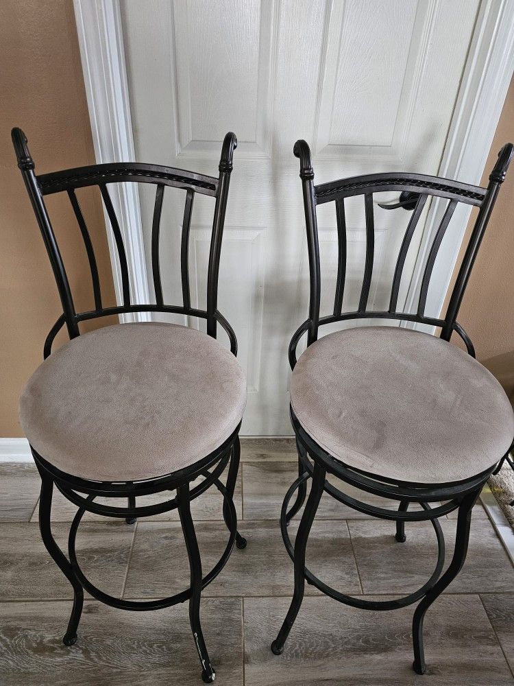 2 Iron Rod Suede Stools
