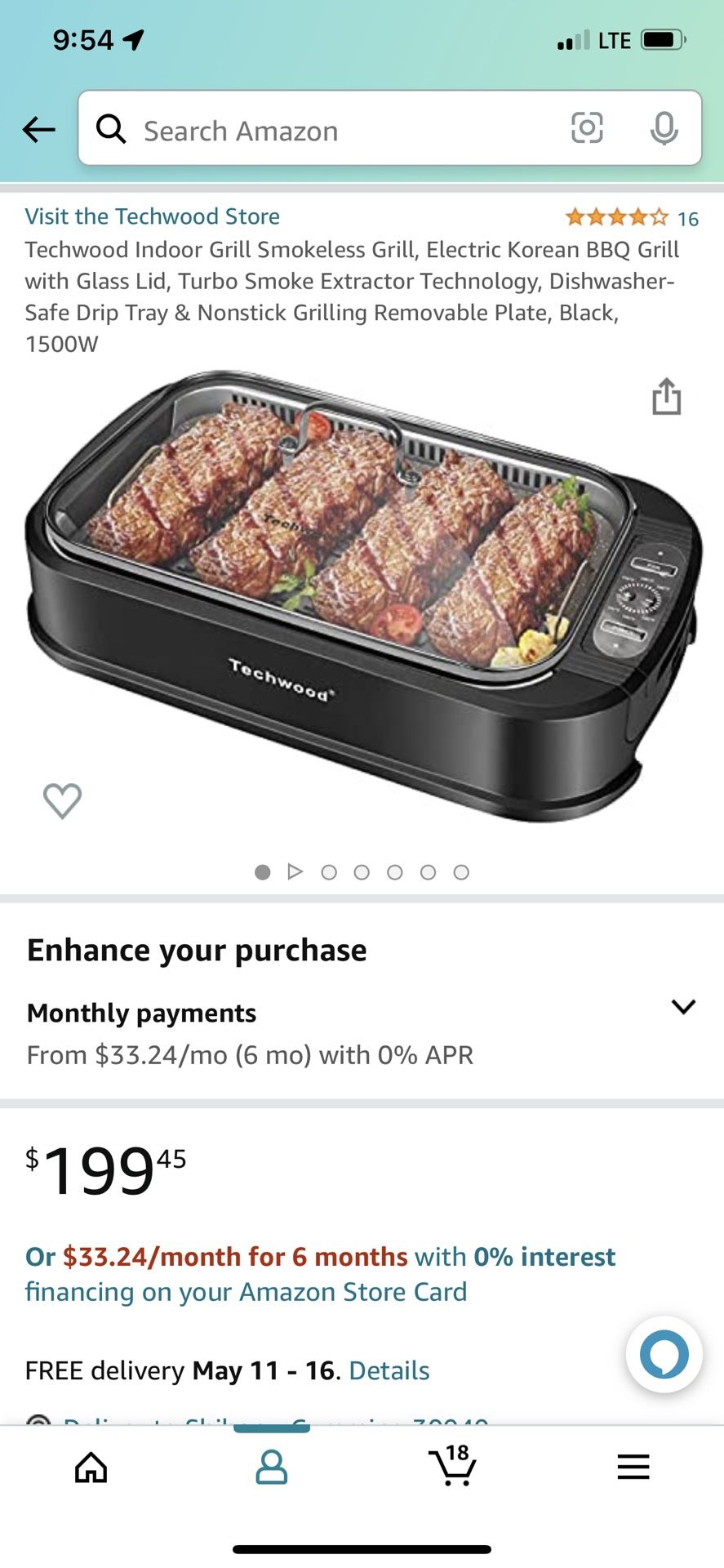 Brand New Techwood Indoor Grill Smokeless Grill, Electric Korean BBQ Grill with Glass Lid, Turbo Smoke Extractor Technology, Dishwasher-Safe Drip Tray