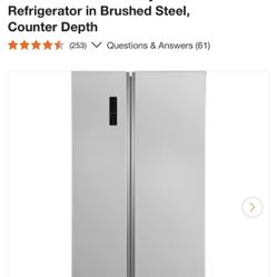 FRIGIDAIRE 36 in. 18.8 cu. ft. Side by Side Refrigerator in Brushed Steel, Counter Depth