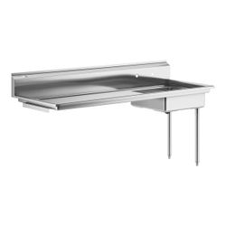  72" 16-Gauge Stainless Steel Soiled / Dirty Undercounter Dishtable 