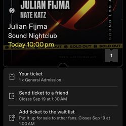 Julian Fijma Tickets At sound nightclub 