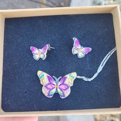 Beaded Butterfly Necklaces and Earrings