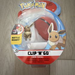 Pokemon Clip 'n' Go Eevee Open Eyes and Poke Ball Action Figure Toy