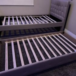 Twin Trundle Upholstered Bed