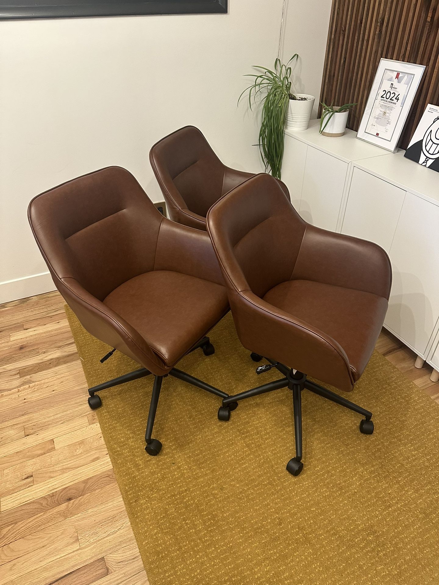 Faux Leather Office Chairs (2) Swivel (Martha Stewart Rayna)