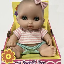 My Sweet Love Lil cutesies Pink/striped Shirt, Green Eyes, Light Pink Bow, New!!
