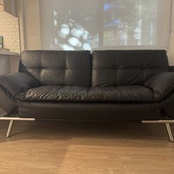 Mid Century Modern Leather Sofa / Futon