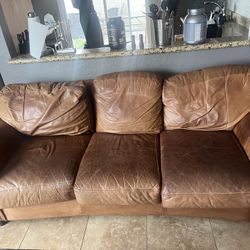 Brown Leather Couch 