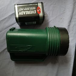 Green floating flashlight &  Everready 6 V battery