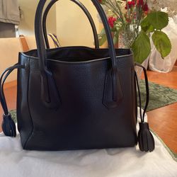 Longchamp Navy Blue fine leather tote