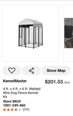 KennelMaster
$201.53 /box
4 ft. x 4 ft. x 6 ft. Welded Wire Dog Fence Kennel Kit