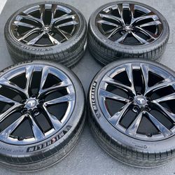 21” Tesla Model S Plaid Wheels Rims Gloss Black With New Michelin Tires 