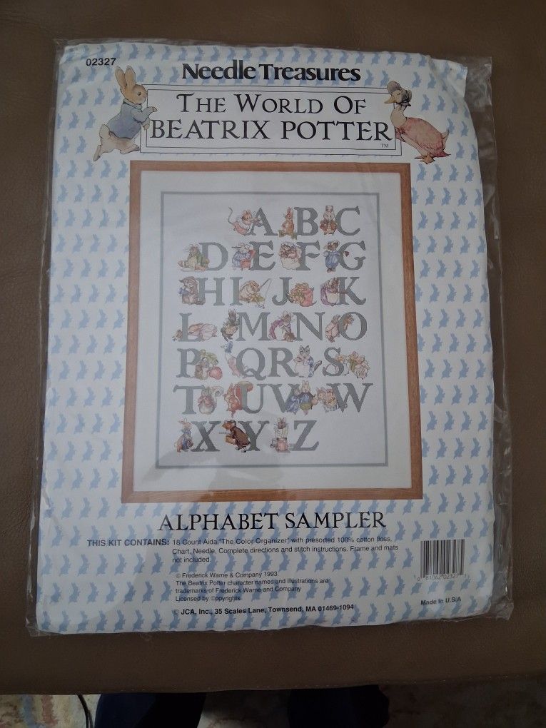 Never Used Needle Treasures "The World of Beatrix Potter" Alphabet Sampler
