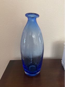 hand-blown cobalt blue MCM art glass vase