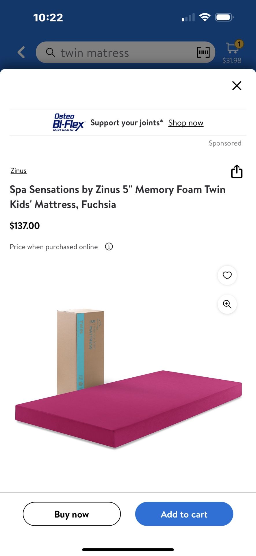 Twin Memory Foam Mattress