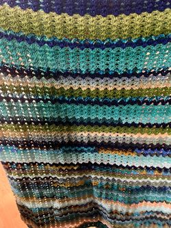 Handmade Crochet Striped Throw Blanket