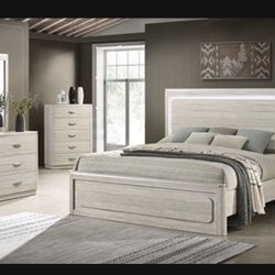Brand New Stylish 4pc LED Queen Bedroom Set 