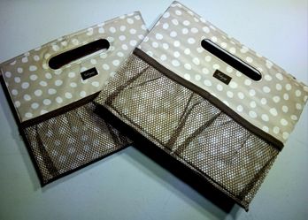 Set 2 Thirty-One Polka Dot Fabric Storage Boxes Foldable File Organizer Bundle 