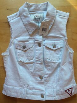 Guess white jean jacket small white short sleeve