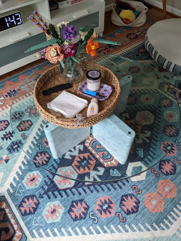 Vintage Marble And Glass Coffee Table