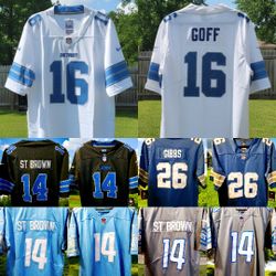 Detroit Lions Amonra St brown jamyr Gibbs Jared Goff stitched Jersey

Brand new with tags!
