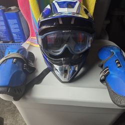 HJC Dirt Bike Helmet With Goggles & Shin Guards