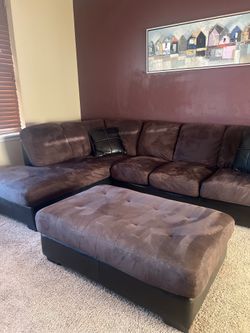 Large Sectional with Pillows and Ottoman