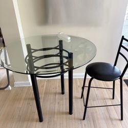 High Glass Table With 2 Chairs 