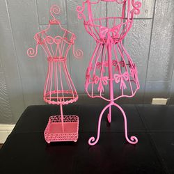 Two Pink Color Jewelry Dress Holders 18’’ And 14’’ 