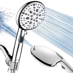 High Pressure 9 Functions Shower Head with handheld - Luxury Modern Chrome Look, Built-in Power Spra