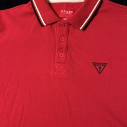 Men’s Guess Polo Shirt In Size Extra Small Red