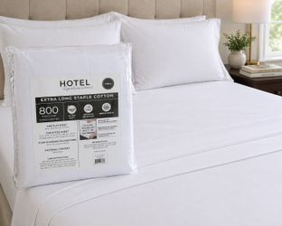 Full Size 800 Thread Count Cotton Sheet Set White Hotel Collection NEW