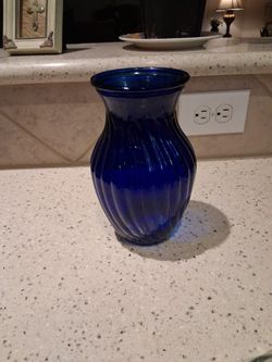 Blue Glass Flower Vase