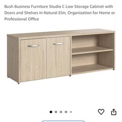 Cabinet with Doors and Shelves in Natural Elm