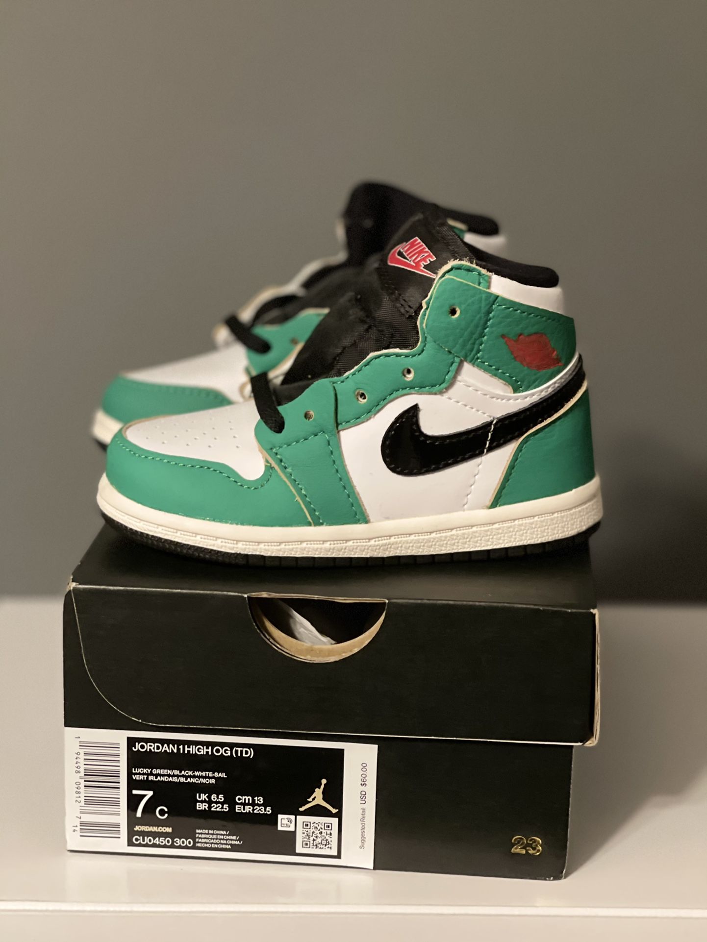 Jordan 1 Lucky Green (TD) Size 7c