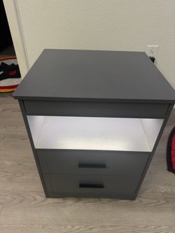 Gray Nightstand with Gun Safe and Drawers