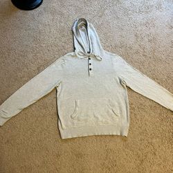 Express Men’s Large L Button-Up Hoodie White Sweatshirt