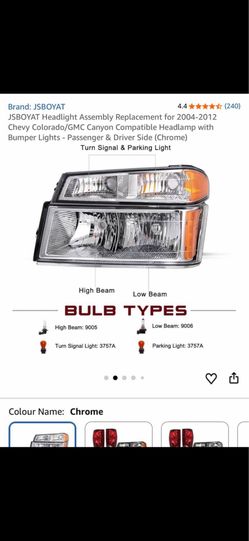 Headlight Assembly Replacement for 2004-2012 Chevy Colorado/GMC Canyon Compatible Headlamp with Bumper Lights - Passenger & Driver Side (Chrome)