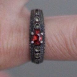 Sterling Silver & Marcasite Sz. 7.75 Red/Purple Stone 2 Rings by Avon. $20 EA