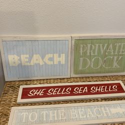 Coastal Beach House sign set of 4 - Home Decor - Simi Valley