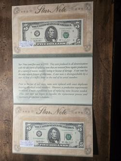$5 Uncirculated Matching Star Bills