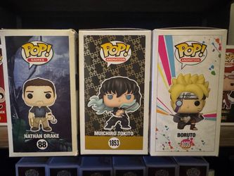 Funko Pop Lot – Nathan Drake, Muichiro Tokito, Boruto