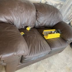 Leather Brown Couch 