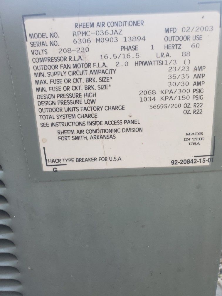 3 Ton R22 Unit