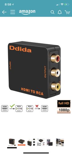 HDMI to RCA adapter, loss HD 1080P HDMI to AV CVBS 3RCA Composite Video Audio Converter Support PAL / NTSC